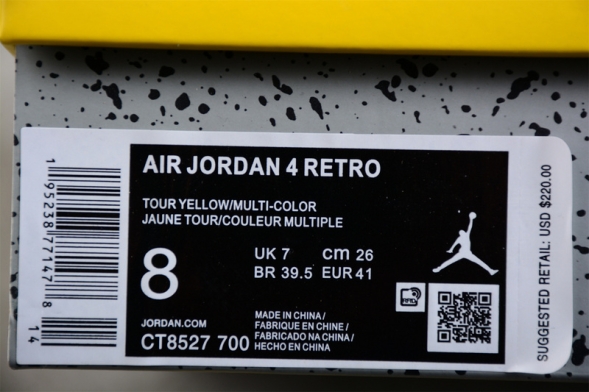  Nike Air Jordan 4 Retro Lightning CT8527-700 