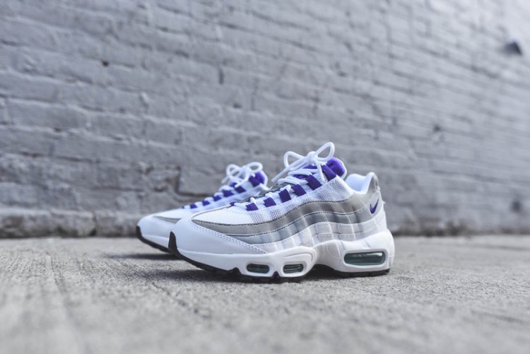 Nike air max 95 White-Court Purple-Emerald Green-Wolf Grey