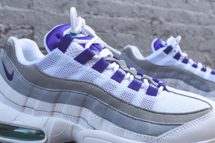 Nike air max 95 White-Court Purple-Emerald Green-Wolf Grey