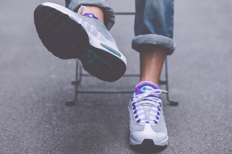 Nike air max 95 White-Court Purple-Emerald Green-Wolf Grey