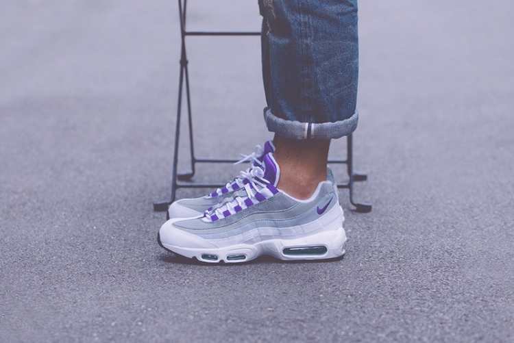 Nike air max 95 White-Court Purple-Emerald Green-Wolf Grey