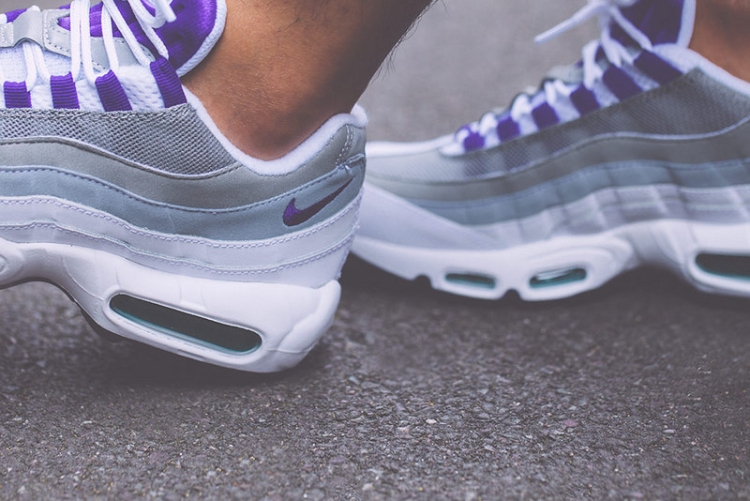 Nike air max 95 White-Court Purple-Emerald Green-Wolf Grey