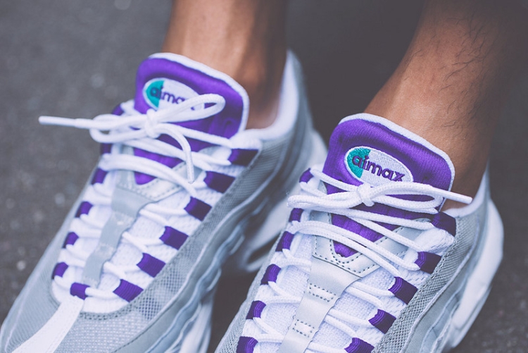 Nike air max 95 White-Court Purple-Emerald Green-Wolf Grey