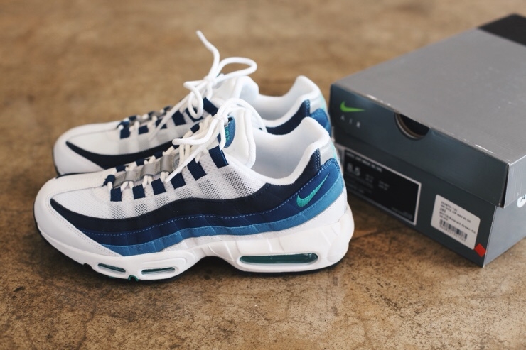 Nike air max 95 OG White French Blue Lake Blue New Green AllSTARSHOE.RU